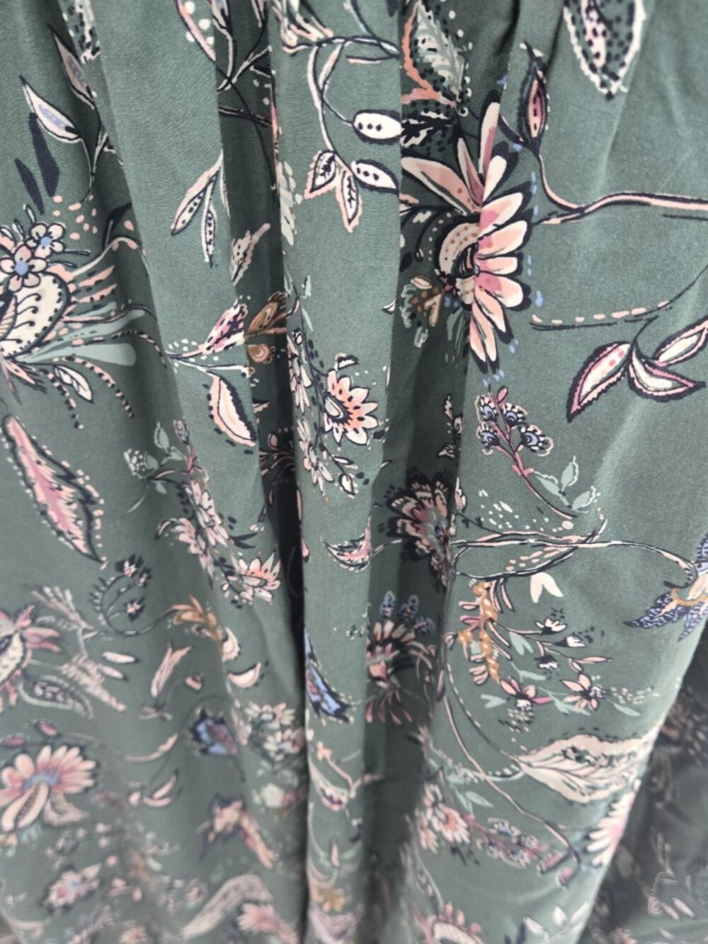 J. Jill Green Floral Pintuck Shirt Dress Rayon Size 3x - Picture 7 of 13